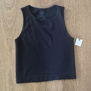 Anthropologie Ribbed Crop Tank Top in Black